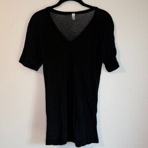 American Apparel Deep V Sheer Short Sleeve T-Shirt, Size XS